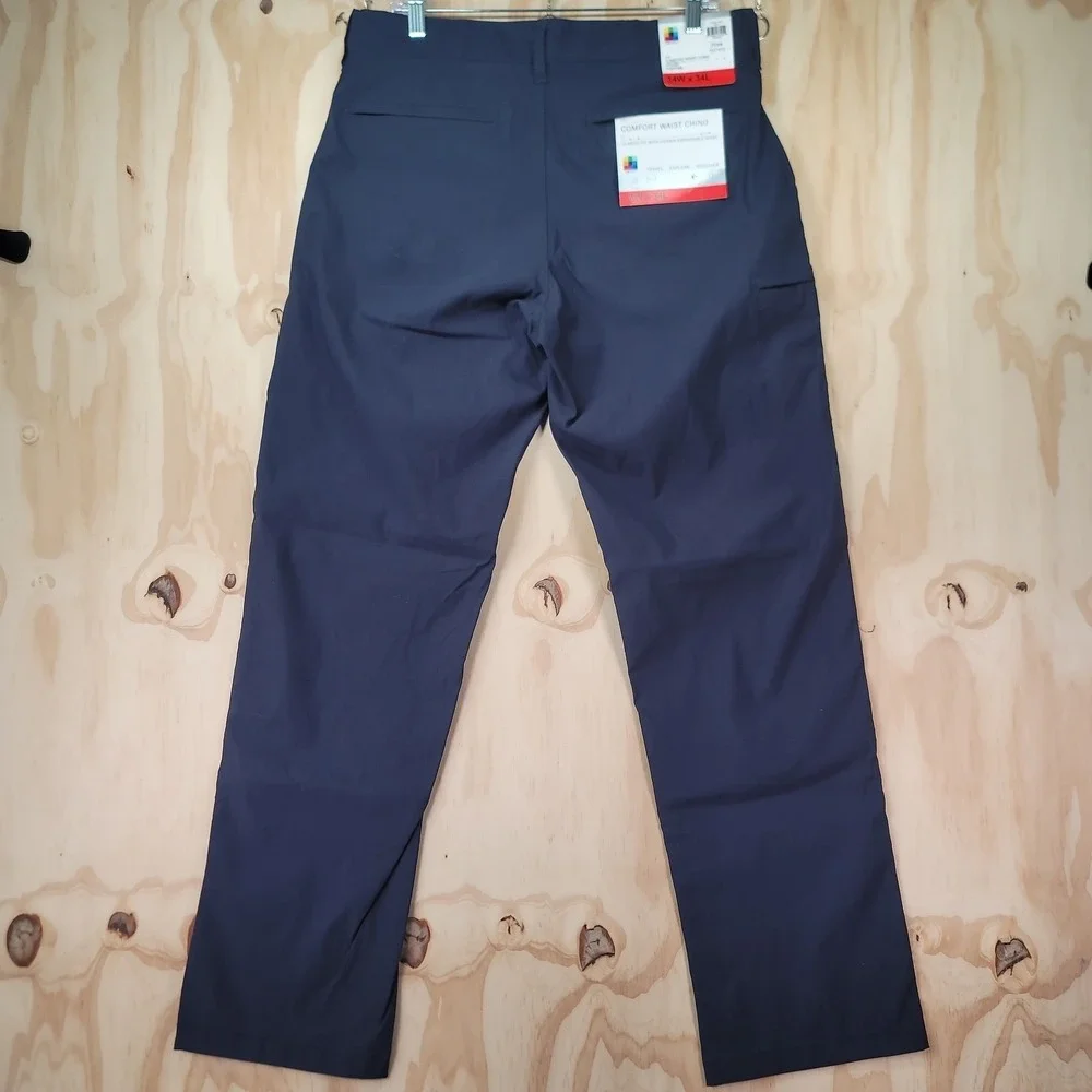 UB Tech Pants Mens 34x34 Blue Comfort Adjustable Waist Chino Water Repellent NWT - Picture 9 of 16